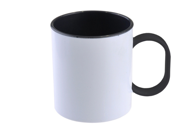 detail Hrnek polymerový 11 Oz s barevným vnitřkem a uchem - černý