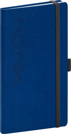 detail Kapesní diář Memory 2023, modrý, 9 × 15,5 cm