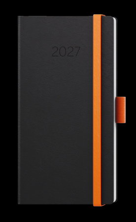 detail Diář 2027 týdenní kapesní Jakub-Nora černý s oranžovou gumičkou