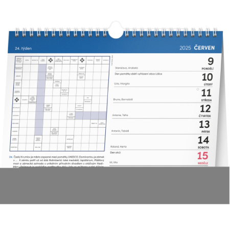 detail NOTIQUE Stolní kalendář s křížovkami s háčkem 2025, 30 x 21 cm