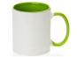 náhled Hrnek SubliT bílý 325 ml - vnitřek a ucho světle zelené