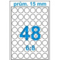 náhled Etikety na aršíku kulaté 15 mm prům. bílé /E