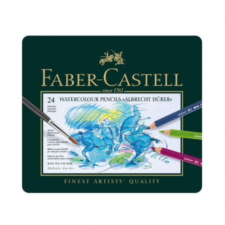 detail Pastelky akvarelové Faber-Castel Plechová krabička 24barev