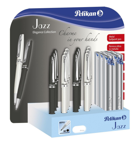 Kuličkové pero Jazz Elegance černá/bílá - černá stopa