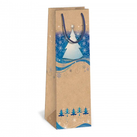 detail Dárková taška vánoční na láhev 11x36cm natural mix motivů