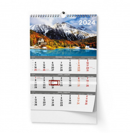 detail Kalendář nástěnný Tříměsíční obrázkový s mezinárodními svátky/dočasně nedostupn