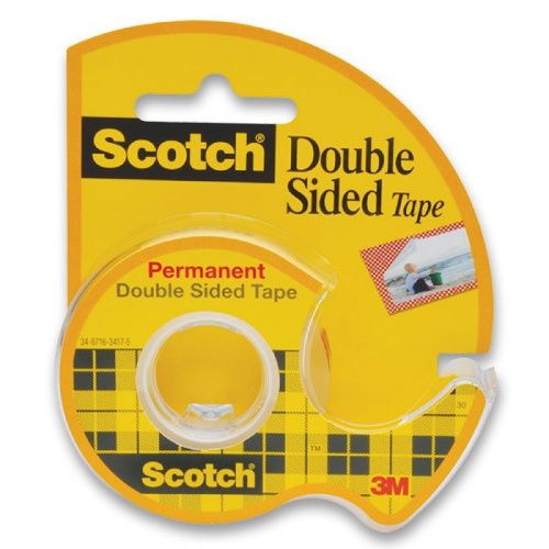 Lepící páska oboustr. 12mmx6,3m s odvíječem Scotch žlutý