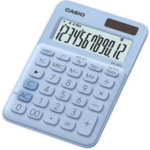 Kalkulačka Casio MS 20 UC - displej 12 míst / sv.modrá/LA /na objednání