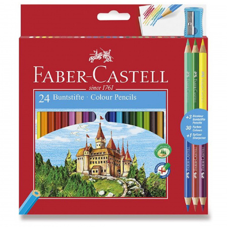 detail Pastelky šestihranné Faber-Castell 24ks + ořezávátko