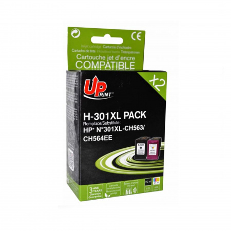 detail Cartridge HP 301 XL UPrint (barevná,černá), doublepack
