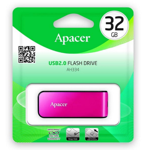 USB flash disk Apacer USB 2.0, 32GB, AH334, růžový