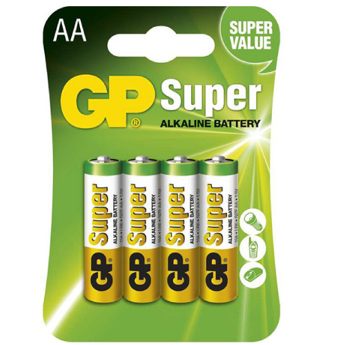Baterie alkalická AA, 1.5V, GP SUPER, 4-pack blistr
