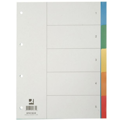 Rozlišovače A4 Q-Connect plastové, 5 barev
