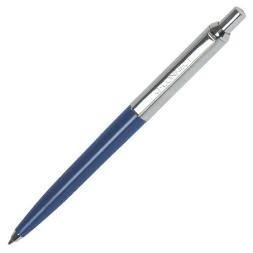 Kuličkové pero Q-Connect - kov/plast, modré, modrá náplň, 0,7 mm