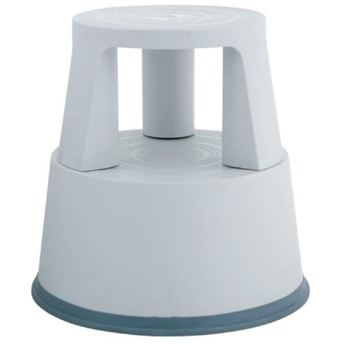 Stolička plastová kruhová s kolečky Q-Connect - světle šedá