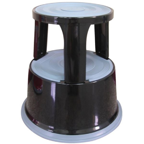 Stolička kovová kruhová s kolečky Q-Connect - černá