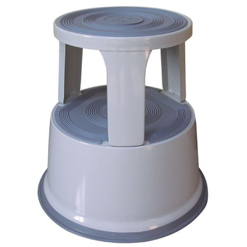 Stolička kovová kruhová s kolečky Q-Connect - světle šedá