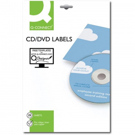 detail Etikety na CD/DVD Q-Connect - bílé, průměr 117 mm, 2 x 25 ks
