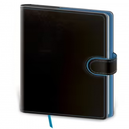 detail Zápisník Flip B6 M linkovaný černo/modrý