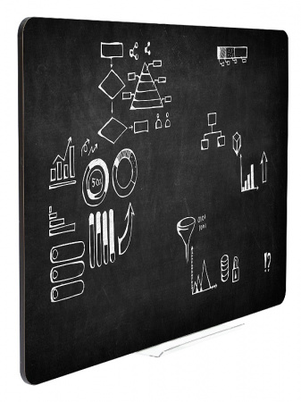 detail Černá bezrámová magnetická tabule na křídy - Qboard 117 x 87 cm