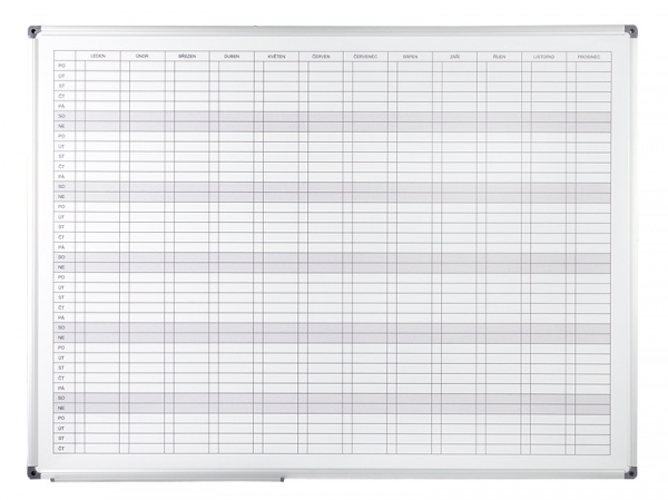 detail Roční plánovací tabule 90x120cm s CZ potiskem