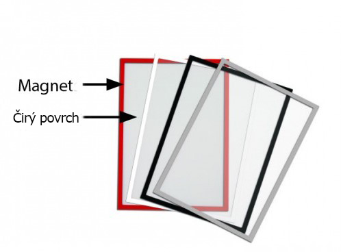 detail Magnetická informační kapsa A4 - šedý rámeček - balení 10 ks