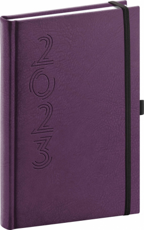 detail Denní diář Memory 2023, fialový, 15 × 21 cm