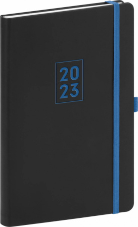 detail Týdenní diář Nox 2023, černý / modrý, 15 × 21 cm