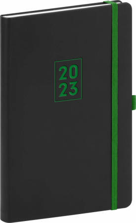 detail Týdenní diář Nox 2023, černý / zelený, 15 × 21 cm