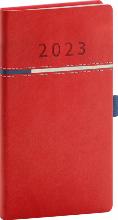 detail Kapesní diář Tomy 2023, červenomodrý, 9 × 15,5 cm