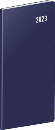 detail Kapesní diář Modrý 2023, plánovací měsíční, 8 × 18 cm
