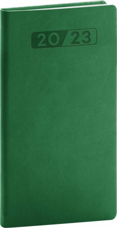 detail Kapesní diář Aprint 2023, zelený, 9 × 15,5 cm
