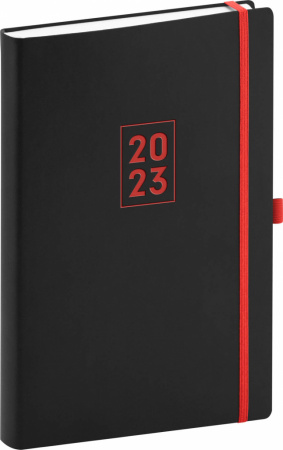 detail Denní diář Nox 2023, černý / červený, 15 × 21 cm