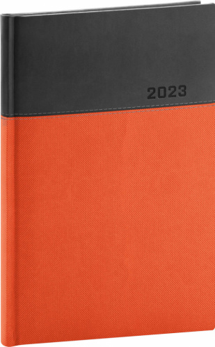 Týdenní diář Dado 2023, oranžovočerný, 15 × 21 cm