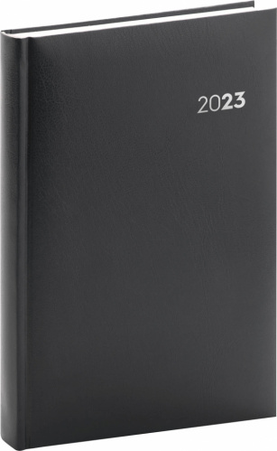 Denní diář Balacron 2023, černý, 15 × 21 cm
