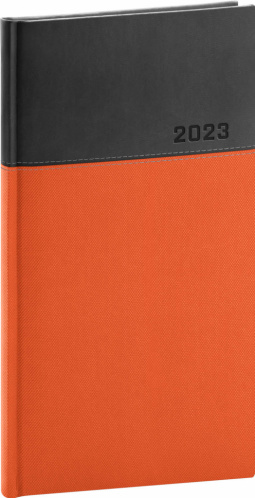 Kapesní diář Dado 2023, oranžovočerný, 9 × 15,5 cm