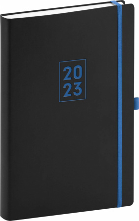 detail Denní diář Nox 2023, černý / modrý, 15 × 21 cm