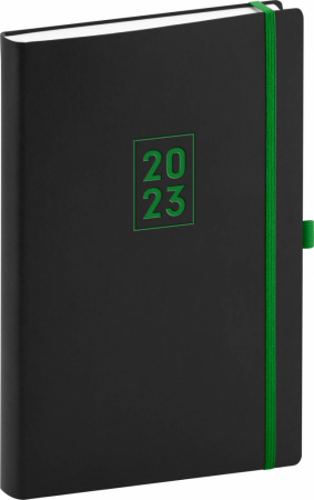 detail Denní diář Nox 2023, černý / zelený, 15 × 21 cm