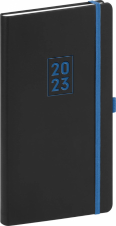 detail Kapesní diář Nox 2023, černý / modrý, 9 × 15,5 cm