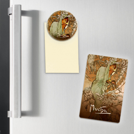 detail Magnet Alfons Mucha – Zima, 54 × 85 mm