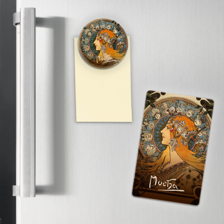 detail Magnet Alfons Mucha - Zodiak, kulatý, 5 cm