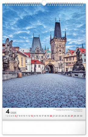 detail Nástěnný kalendář Praha 2025, 33 × 46 cm