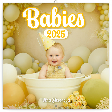 detail Poznámkový kalendář Babies – Věra Zlevorová 2025, 30 × 30 cm