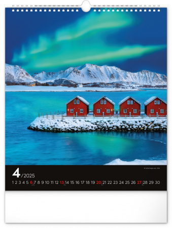 detail Nástěnný kalendář Polární záře 2025, 30 × 34 cm